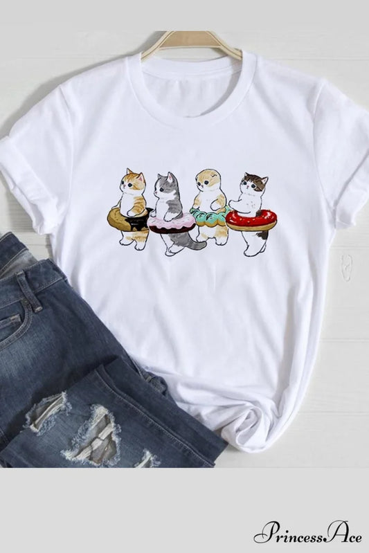 Cute Cats Tee Shirt Cats Donut / XS