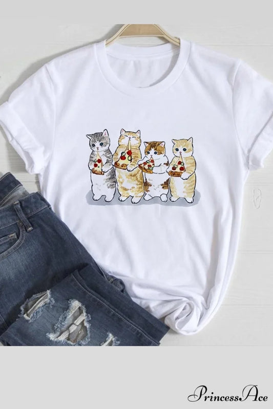 Cute Cats Tee Shirt Cats Pizza / XS