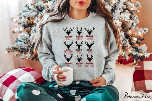 Cute Cotton Wapiti Print Hot Sale Deer Hunting Gift Christmas Hoodie GRAY / S Christmas Hoodies-L