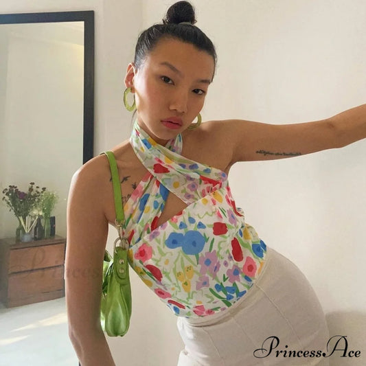 Cute Floral Print Pullover Knit Classic Shorts Matching Set - White M / Colorful