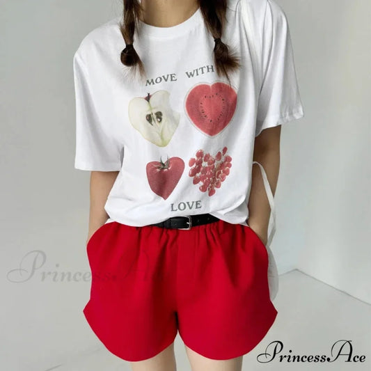 Cute Fruit Print Y2K T-shirt WHITE / S t-shirt-250223