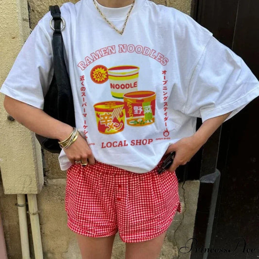 Cute Japanese Ramen Noodle T-shirt WHITE / S t-shirt-250223