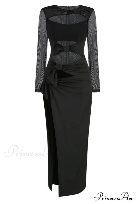 Cutout Elegant Cr閿歱e Gown XS / Black