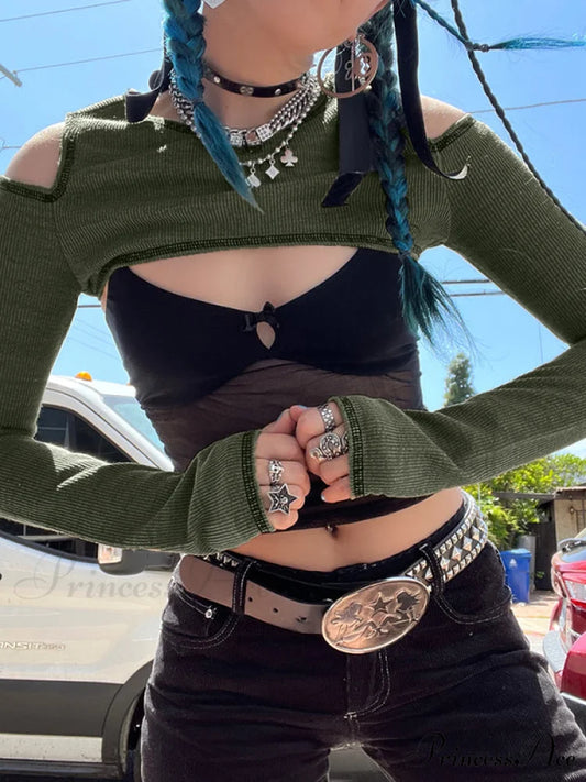 Cutout Long Sleeve Trendy Knit Midi Dress