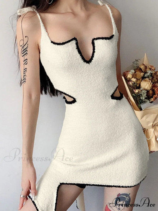 Cutout Tie Front Satin Lace One Sophisticated Shoulder Sleeveless Cropped Top - Pink White / S