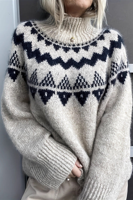 Vintage Loose Fit Jacquard Knit Sweater