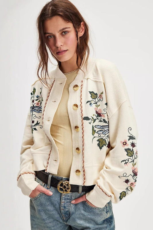 Embroidered Floral Cardigan