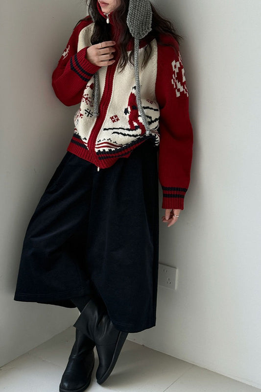 Retro Double Zip Christmas Cardigan