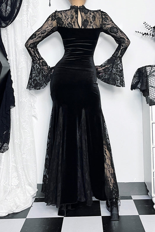 Sheer Lace Mermaid Gothic Dress