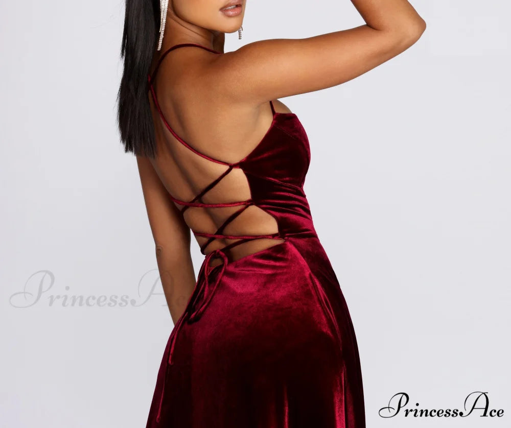 Dakota Velvet Lace Charming Up Evening Gown