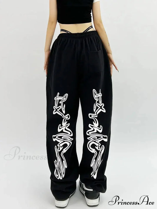 Dark Hip Hop Grunge Ebony Running Trousers Black / S pants-241228