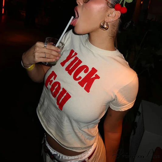 Dark Hip-Hop Letter Print Crop Top T-shirt WHITE / S t-shirt-250223