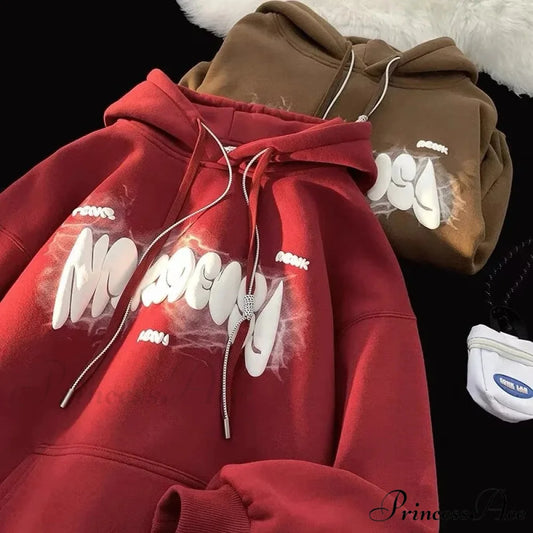 Dark Letter Print Y2K Retro Hoodie hoodies-241228