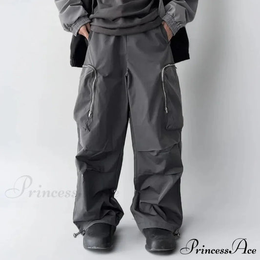 Dark Loose Cargo Urban Pants M / Gray pants-241228