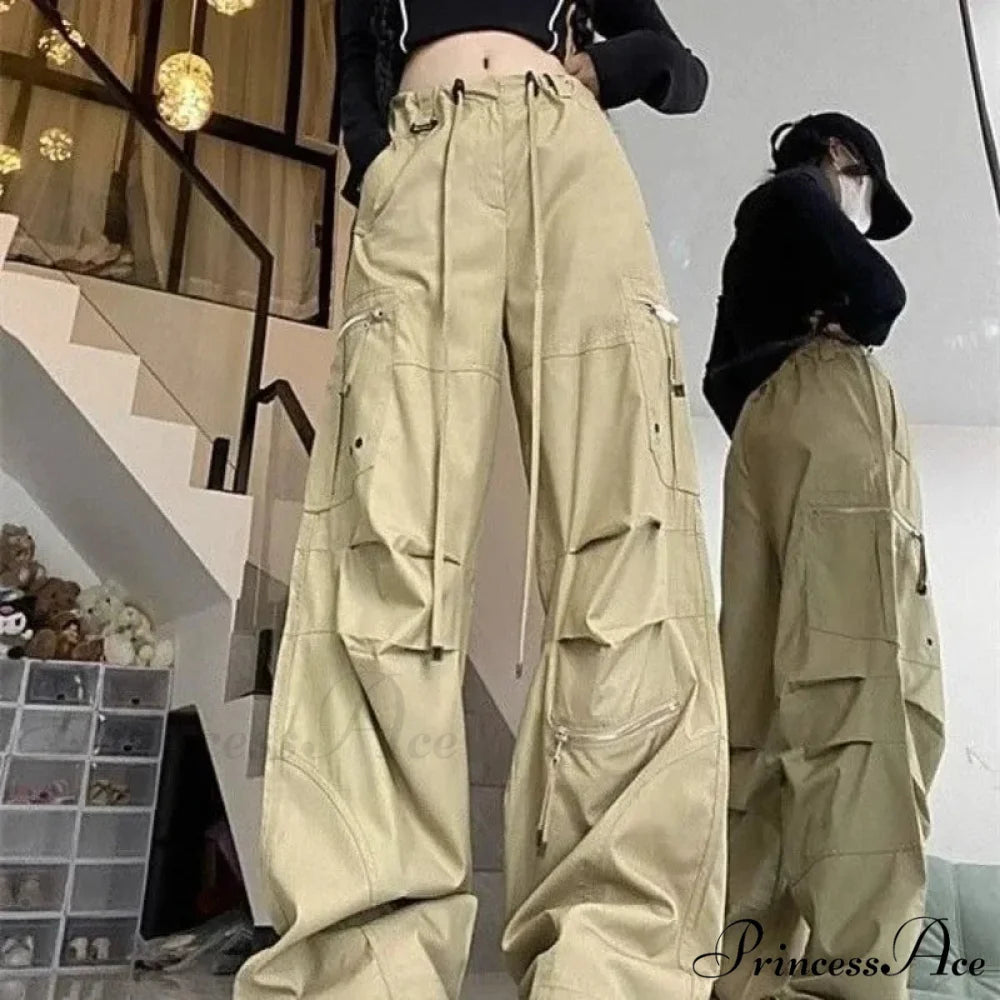 Dark Parachute Cargo Trousers Y2K Trousers yellow / M pants-241228