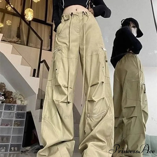 Dark Parachute Cargo Trousers Y2K Trousers yellow / M pants-241228