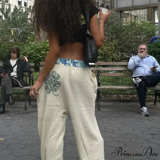 Dark Print 2000s Women Grunge Trousers pants-241228