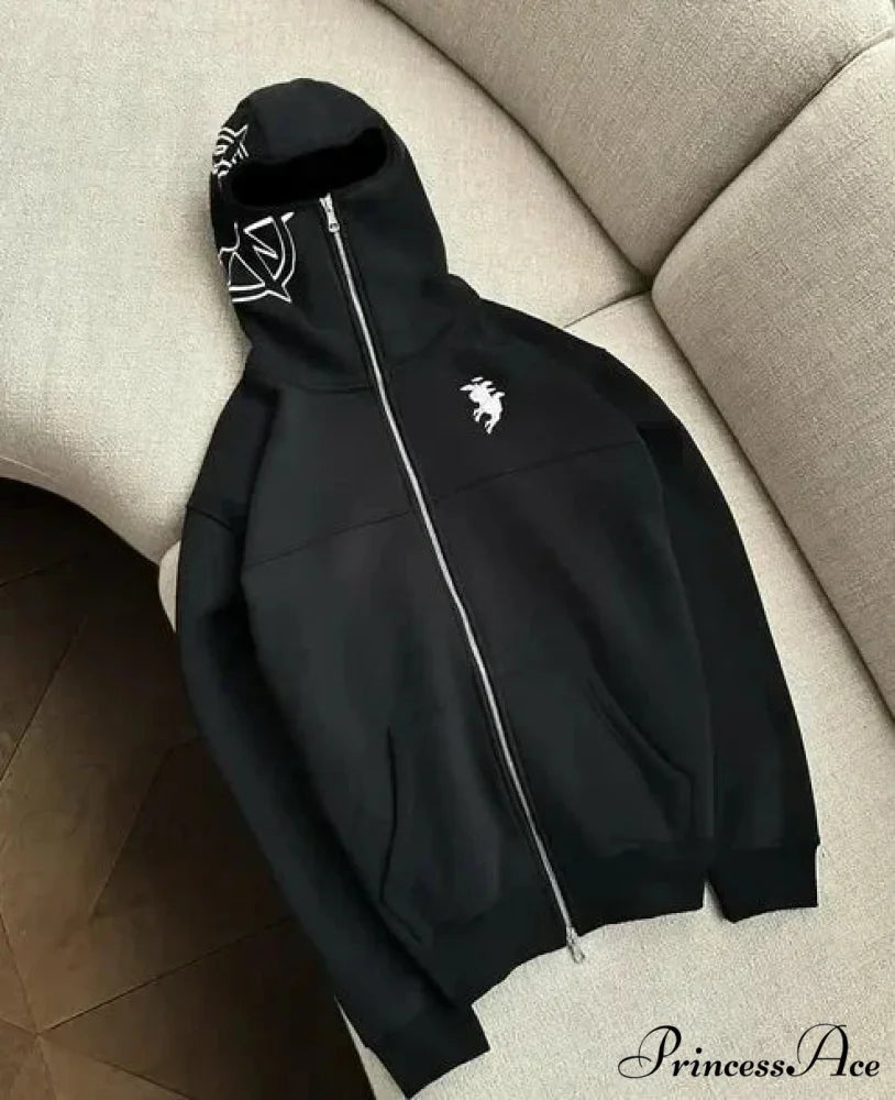 Dark Punk Faded Zipper Hoodie black 1 / S hoodies-241228