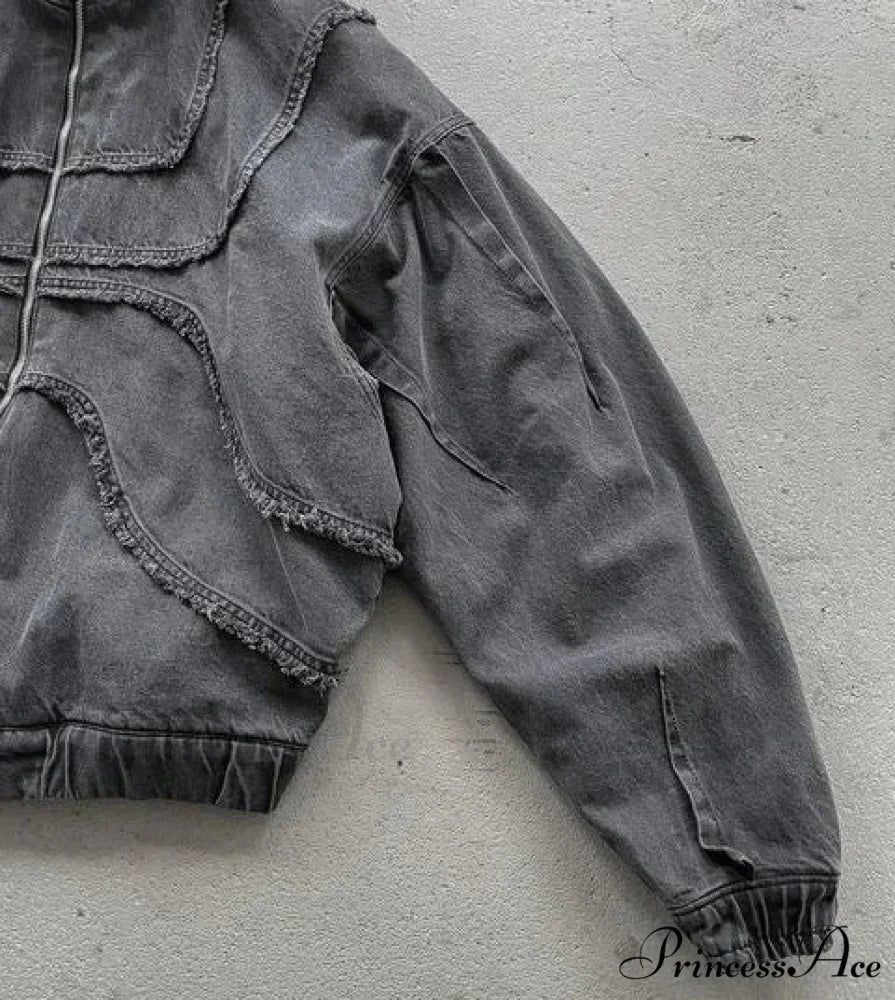 Dark Punk Faded Zipper Hoodie hoodies-241228