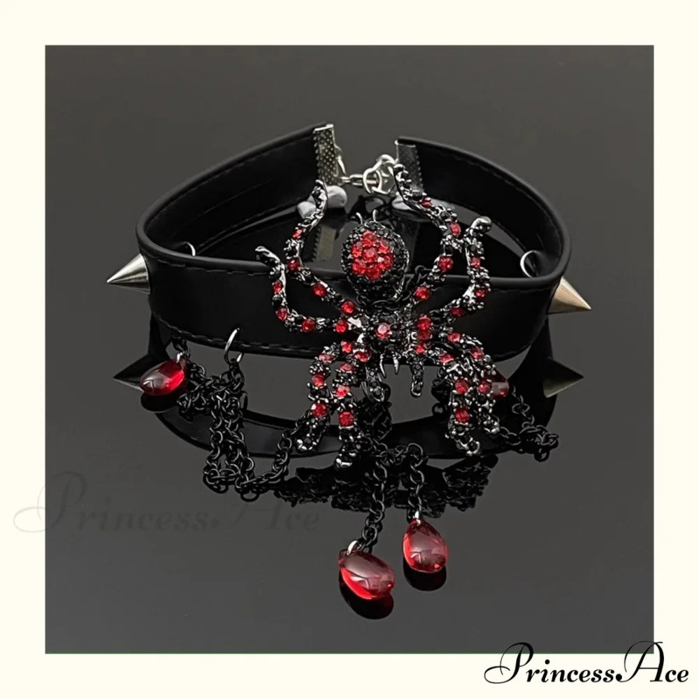 Dark Punk Spider Fashion Vintage Tassel Necklace BLACK
