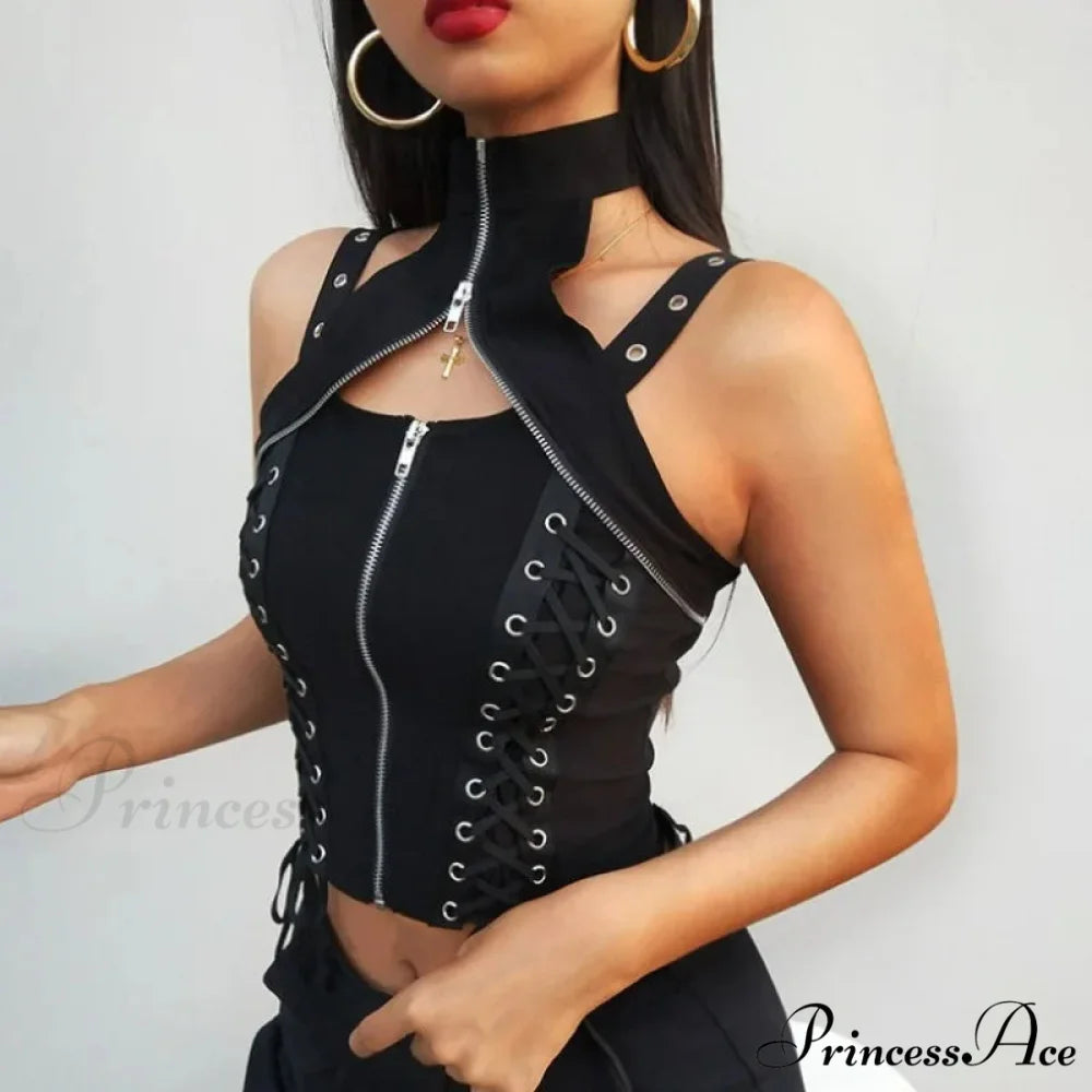 Dark Sexy Harajuku Streetwear Gothic High Waist Bandage Rave Crop Top