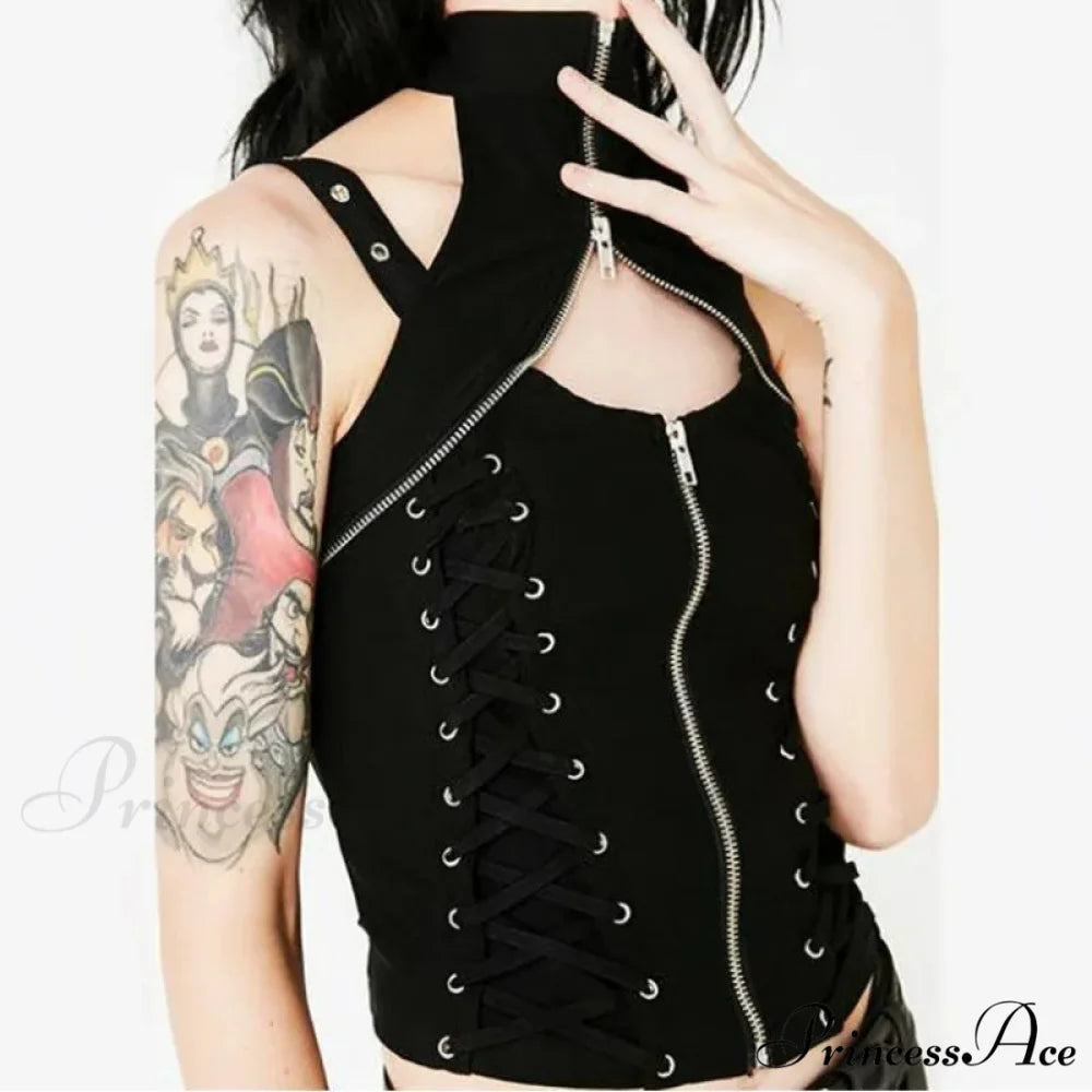 Dark Sexy Harajuku Streetwear Gothic High Waist Bandage Rave Crop Top