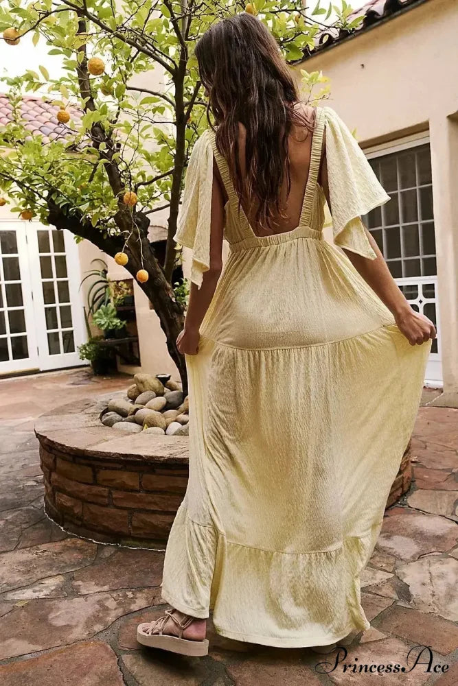 Dark Stitching Circular Neck Flare Free-Spirited Dress bohodress-250126