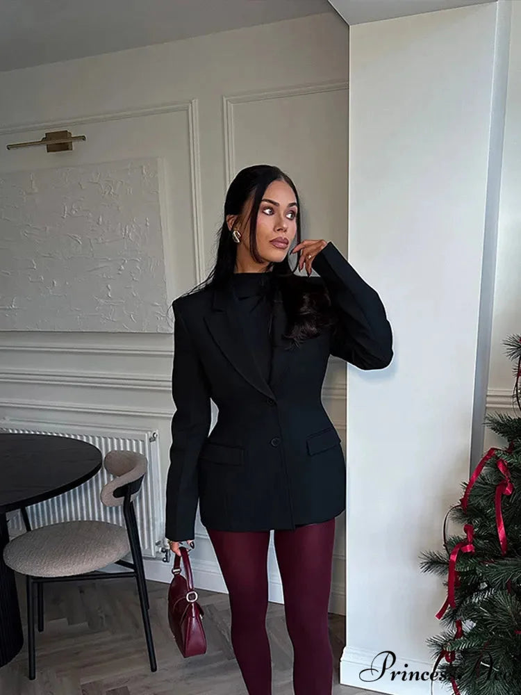 Dark Waist Suit Jacket coats-241228