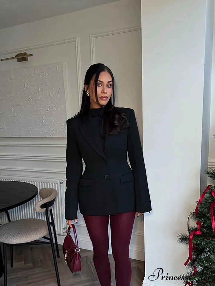 Dark Waist Suit Jacket coats-241228