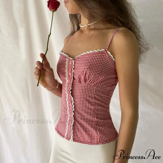 Darling Tartan Button Crop Top croptop-250223