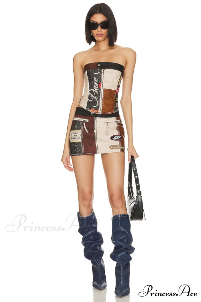 Daytona Vegan Leather Charming Top + Skirt Set