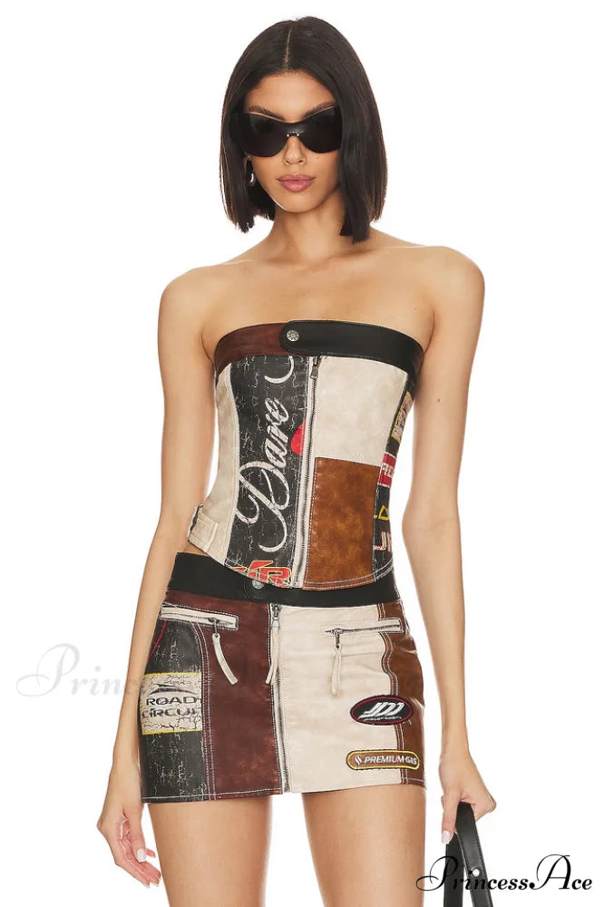 Daytona Vegan Leather Charming Top + Skirt Set