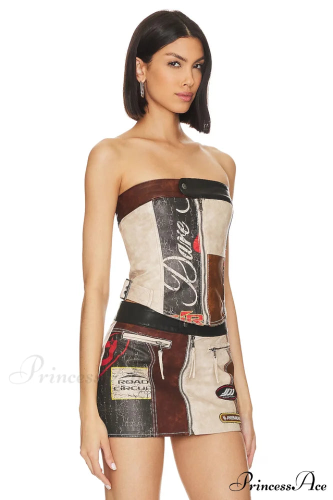 Daytona Vegan Leather Charming Top + Skirt Set