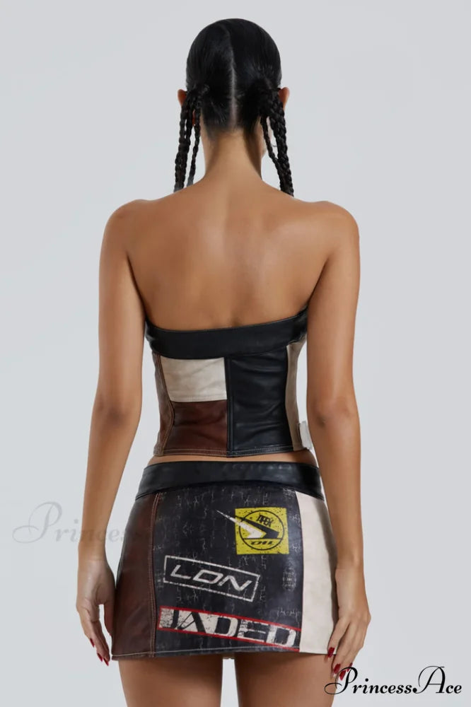 Daytona Vegan Leather Charming Top + Skirt Set