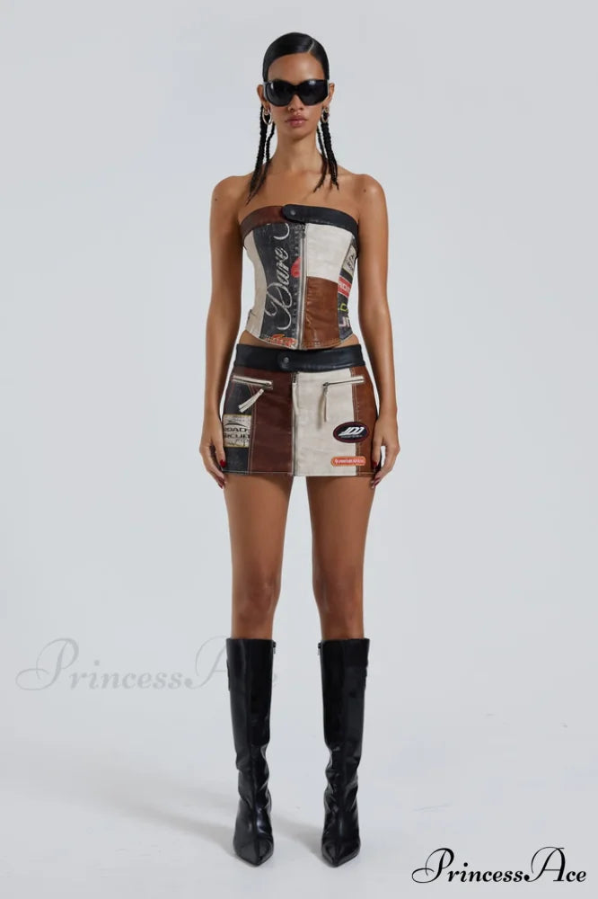 Daytona Vegan Leather Charming Top + Skirt Set