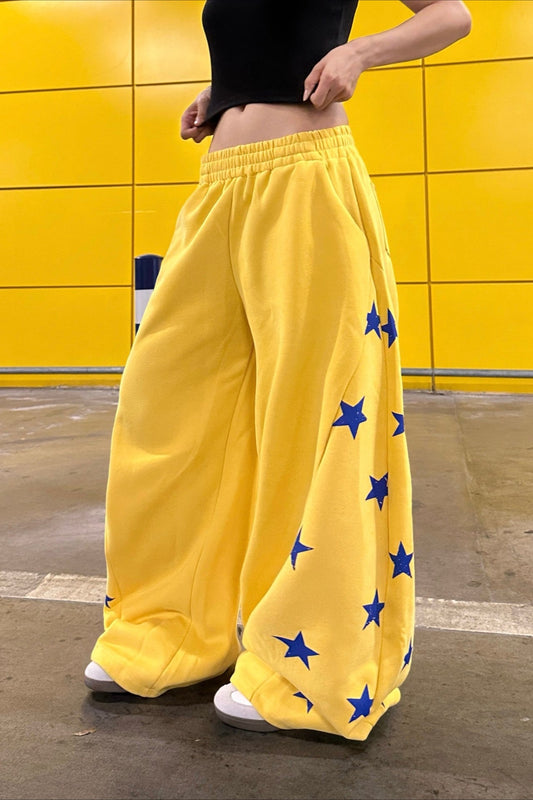 Vintage Colorblock Star Printed Sporty Pants