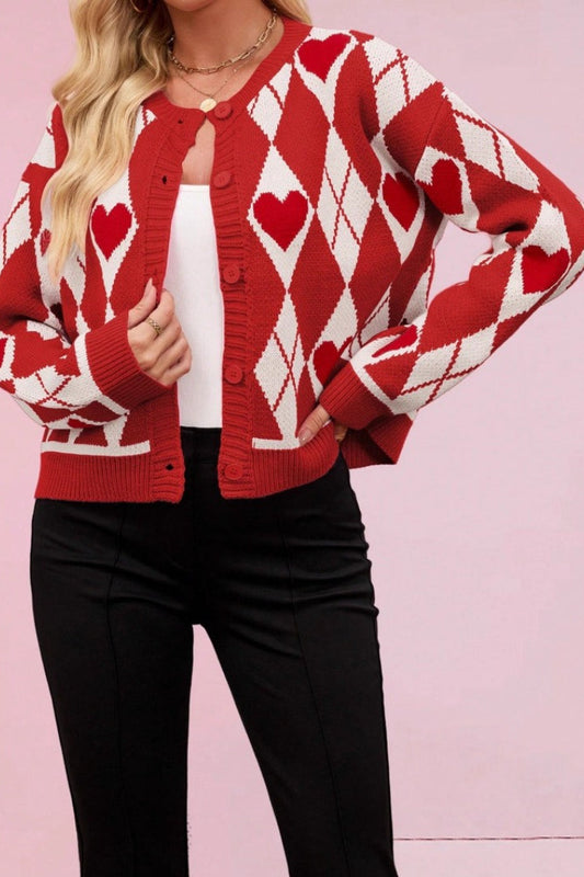 Red Heart Christmas Cardigan