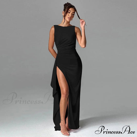 Decorative Slender Form-Fitting Holiday Dress Black / S vacationdress-250223