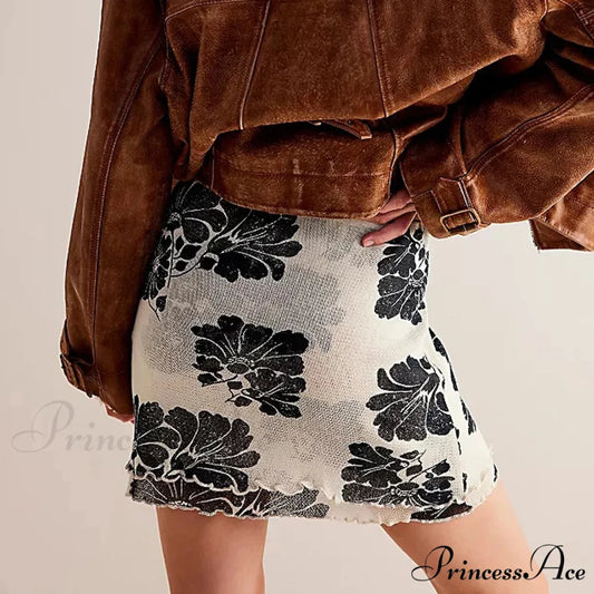Delicate Net Floral Pattern Skirt skirts-250223