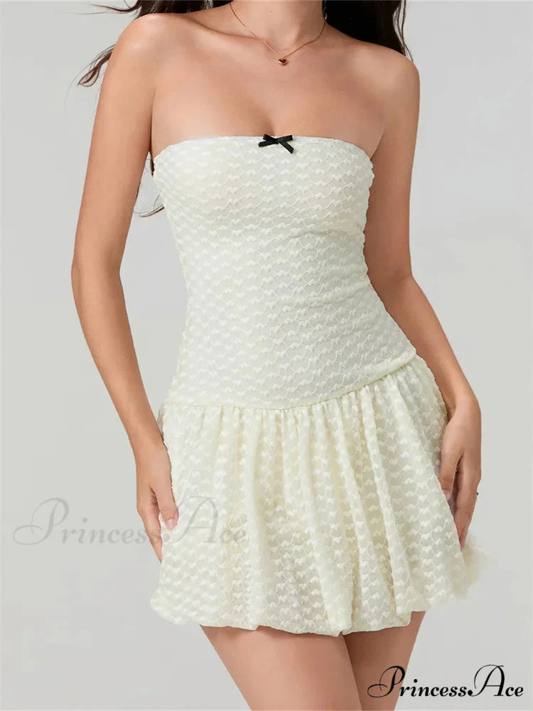 Delicate Ribbon Off-Shoulder Mini Dress minidress-250223