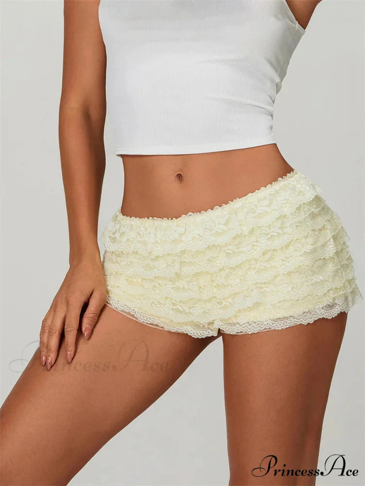Delicate Tiered Frill Fitted Mini short-250223