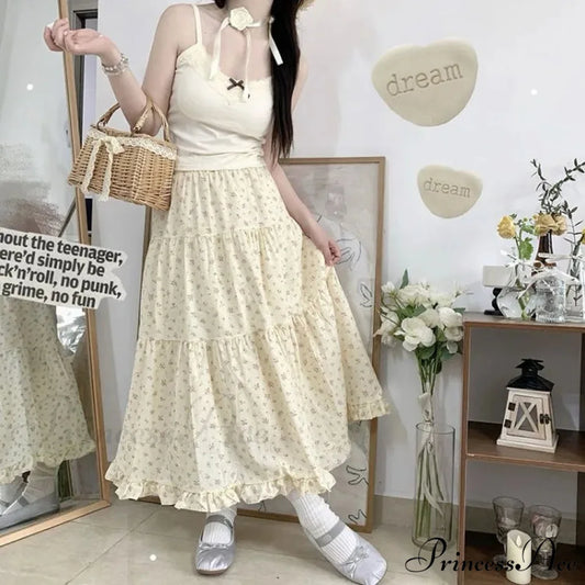Delightful Blossom Fungus A-line Skirt Women Elevated Waist Gathered Cake Skirt skirt-250126
