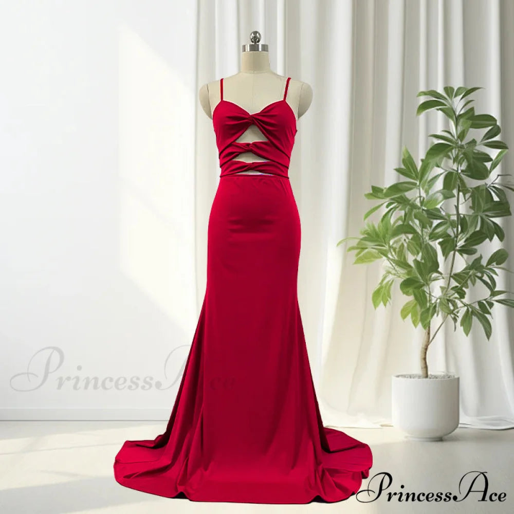 Delta Formal Stylish Cutout Glitter Dress Red / S