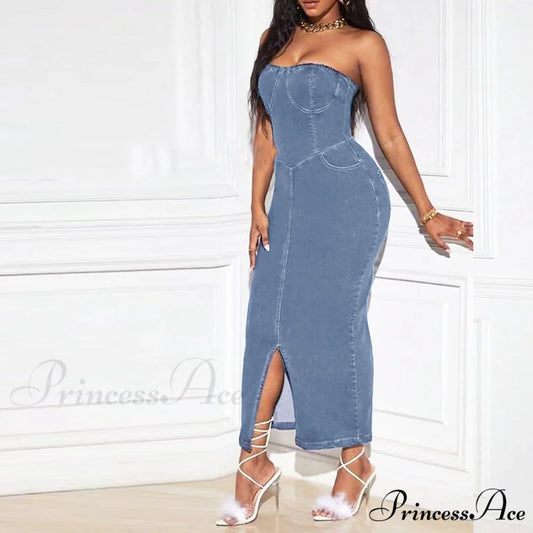 Denim Dreams Stylish Lace-Up Mini Dress