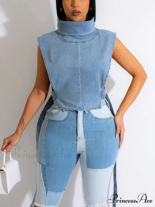 Denim Skate Graceful Mini Skirt Blue / S