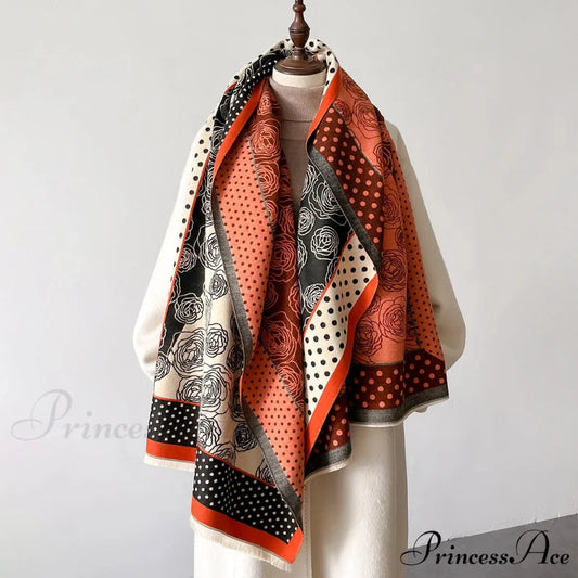 Dense Cover Cashmere Pattern Scarf red scarf-241228