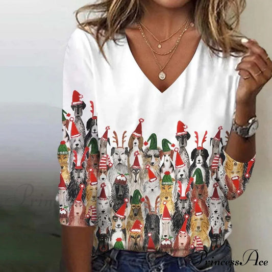 Design Animal Christmas T-Shirt White / S