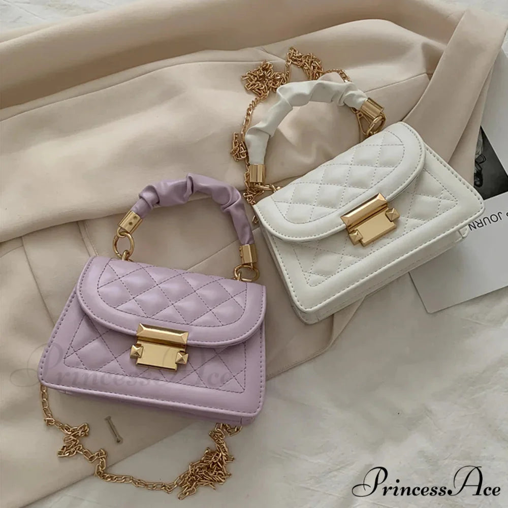 Diamond-shaped Chain Faux Leather Messenger Purse handbag-250126