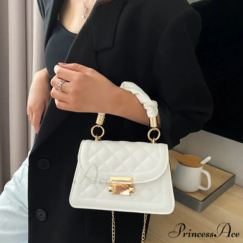 Diamond-shaped Chain Faux Leather Messenger Purse handbag-250126