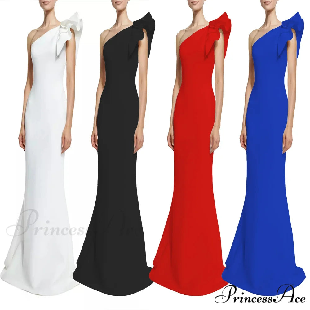 Diana Formal One Charming Shoulder Ruffle Dress